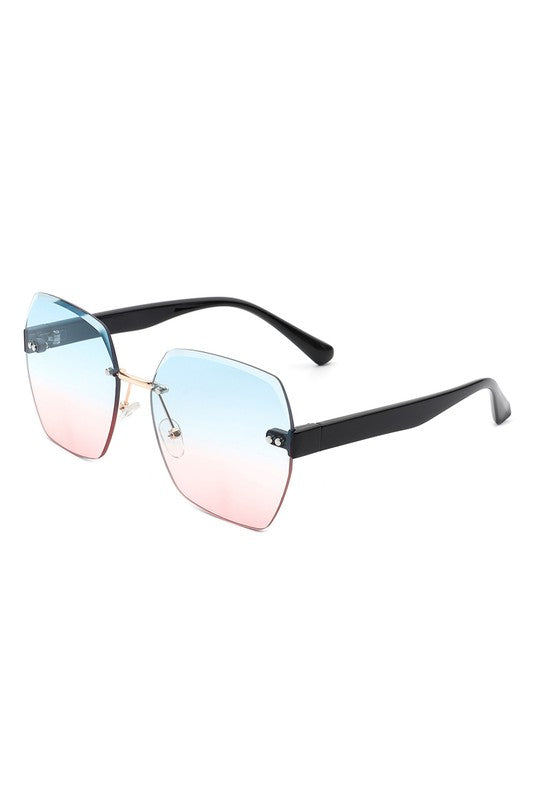 Gafas de sol sin montura geométricas cuadradas de gran tamaño