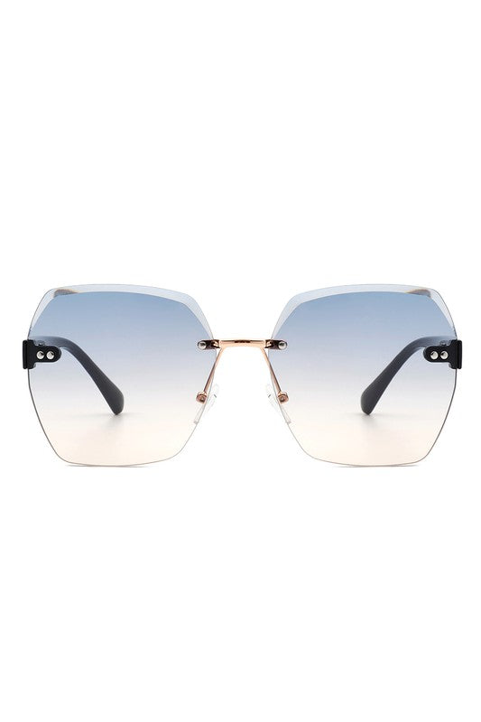 Gafas de sol sin montura geométricas cuadradas de gran tamaño