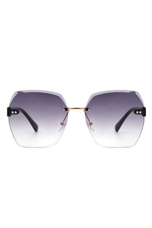 Gafas de sol sin montura geométricas cuadradas de gran tamaño