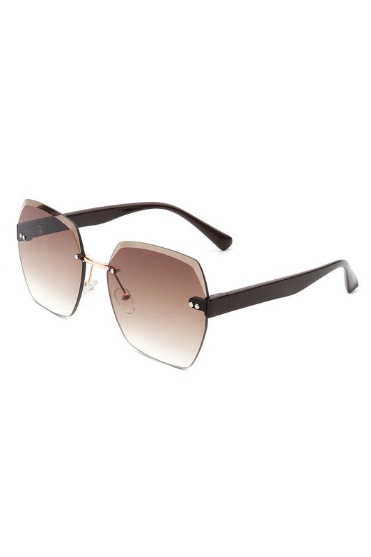 Gafas de sol sin montura geométricas cuadradas de gran tamaño