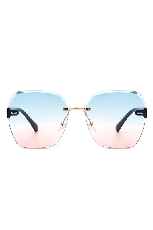 Gafas de sol sin montura geométricas cuadradas de gran tamaño