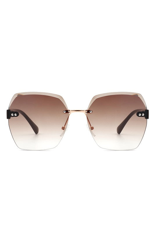 Gafas de sol sin montura geométricas cuadradas de gran tamaño