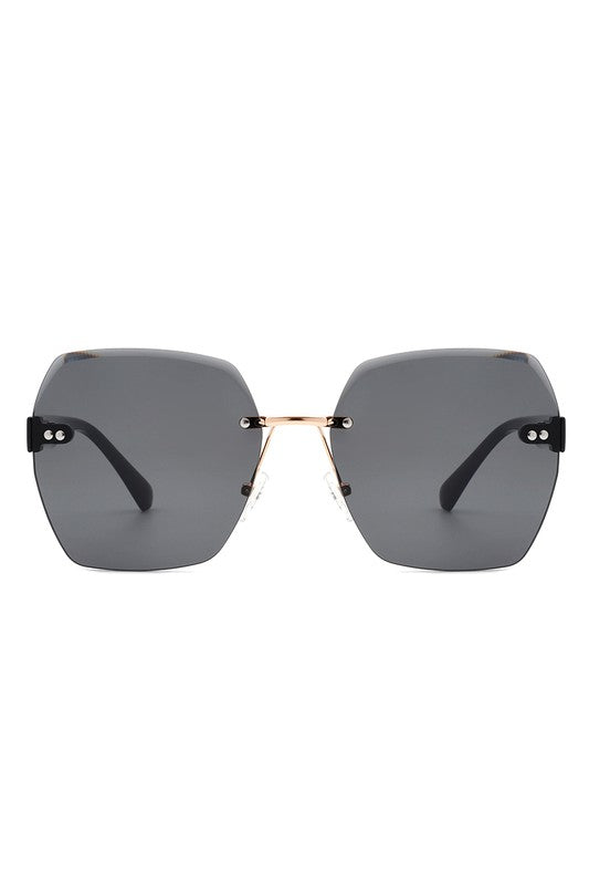 Gafas de sol sin montura geométricas cuadradas de gran tamaño