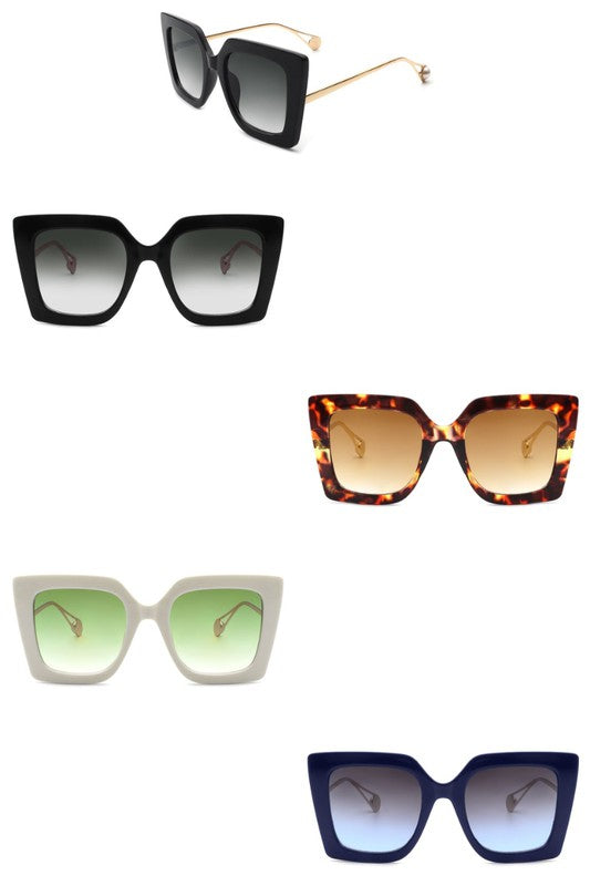 Gafas de sol cuadradas de gran tamaño con forma de ojo de gato, estilo retro