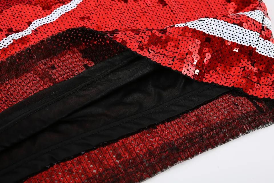 Chiefs Inspired Sequin Jersey T-Shirt Dress - Red
