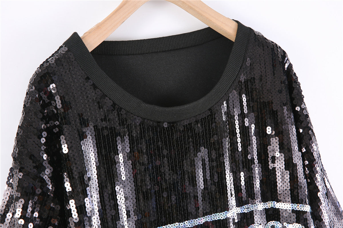 Sequin "Black Queen" Jersey Dress Shirt