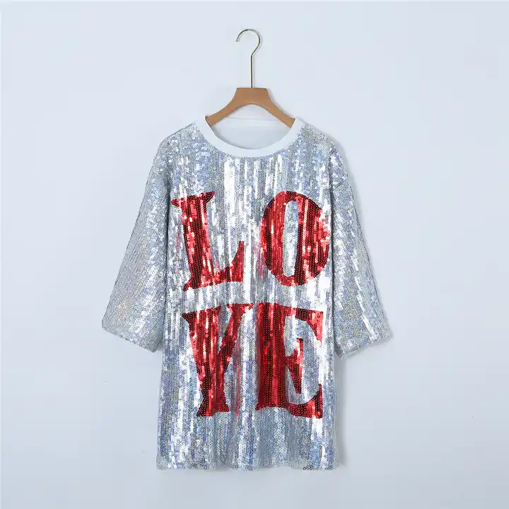 Sequin LOVE Jersey Dress Shirt, Valentine's Day