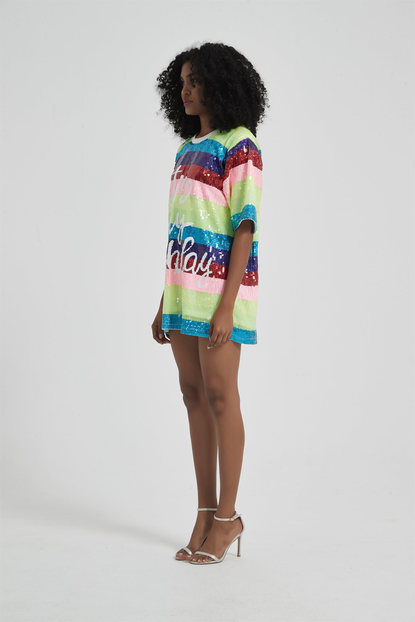 Sequin Birthday Jersey Dress Shirt, Multi Color