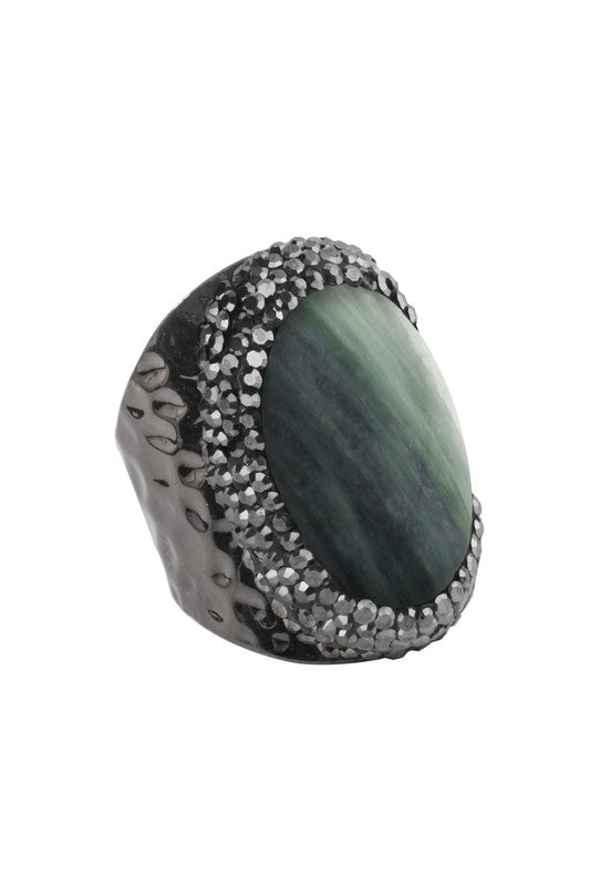 Green Calcite Metal Rings