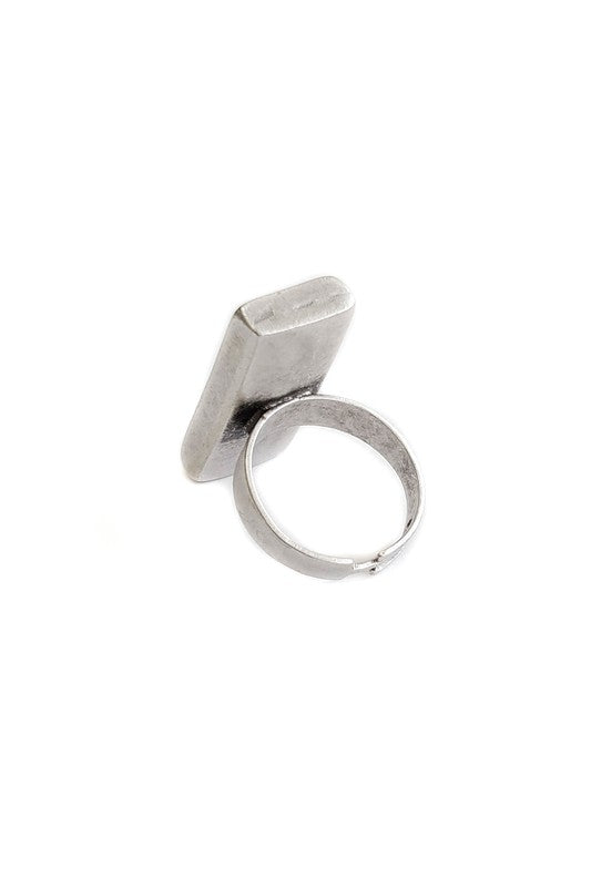Anello rettangolare in cristallo - Regolabile