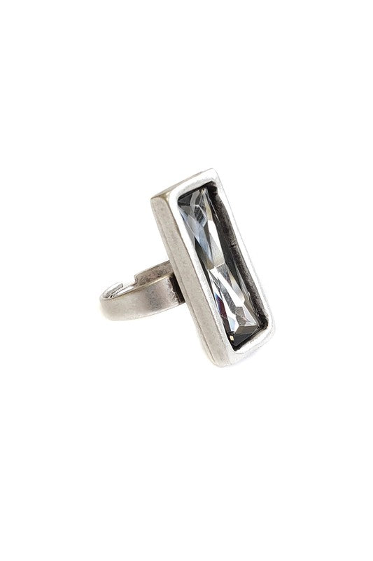 Anello rettangolare in cristallo - Regolabile