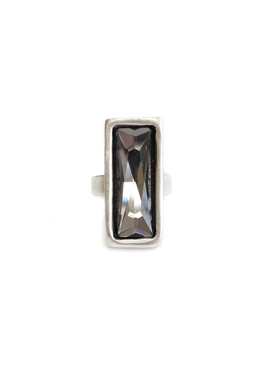 Anello rettangolare in cristallo - Regolabile