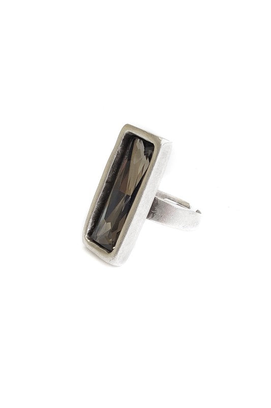 Anello rettangolare in cristallo - Regolabile