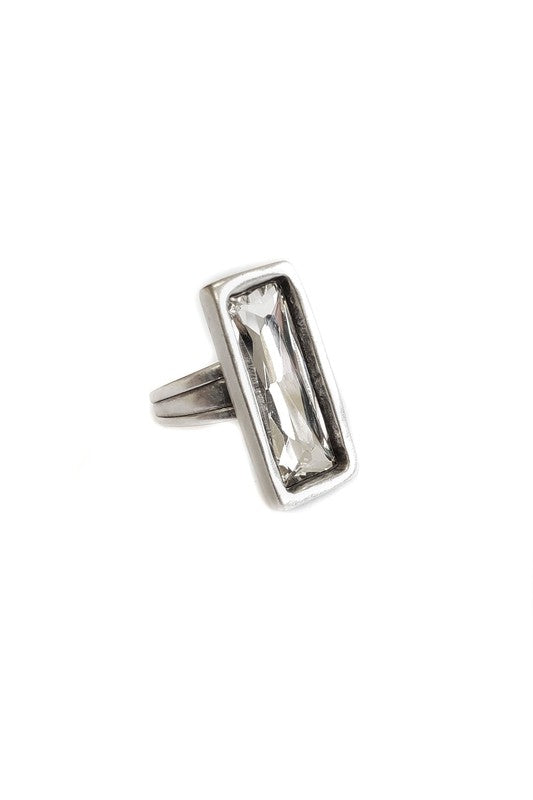 Anello rettangolare in cristallo - Regolabile