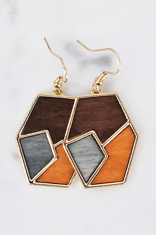 Multicolor Dangle Wood Earrings