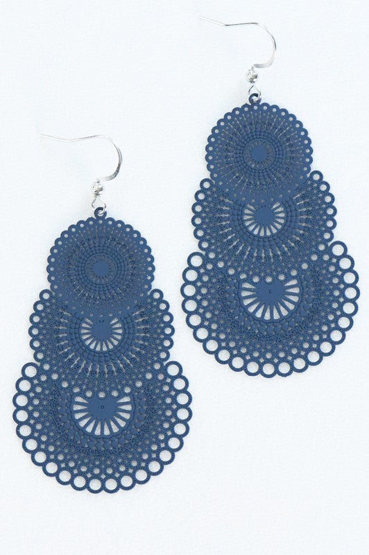 Metal Filigree Drop Earrings