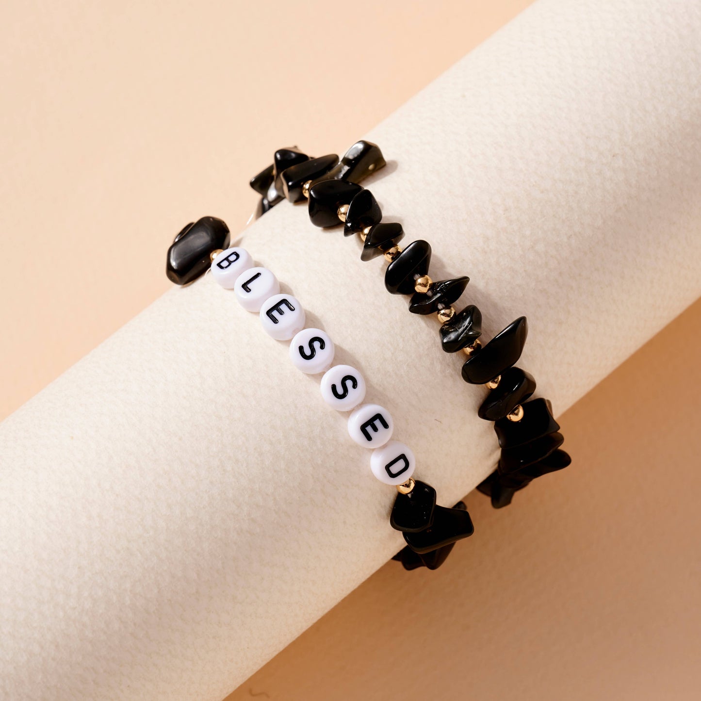 Juego de pulseras con cuentas de piedra Blessed