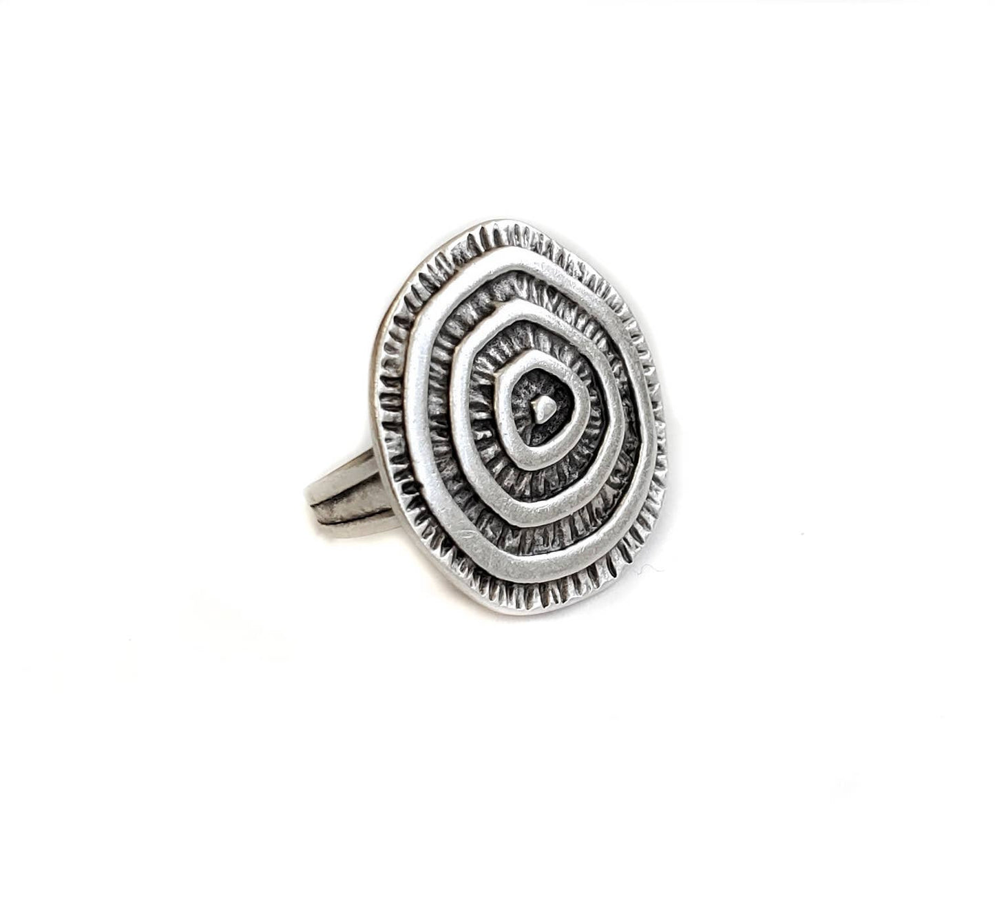 Handmade Natty Pewter Circle Ring