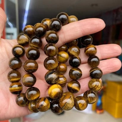 Pulsera elástica con cuentas para hombre de piedra natural