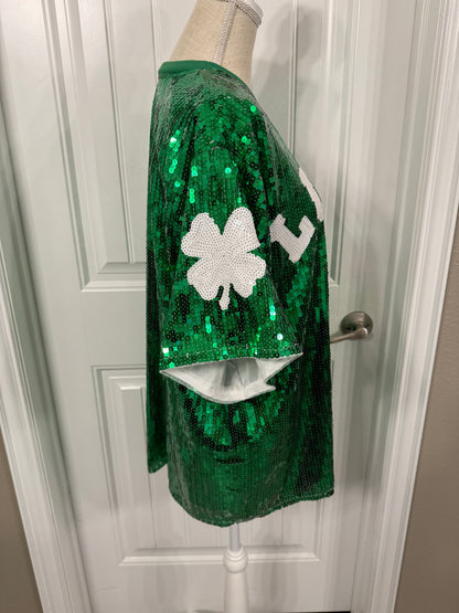St. Patrick's Day Sequin Shirt for Women, Lucky, St Pattys
