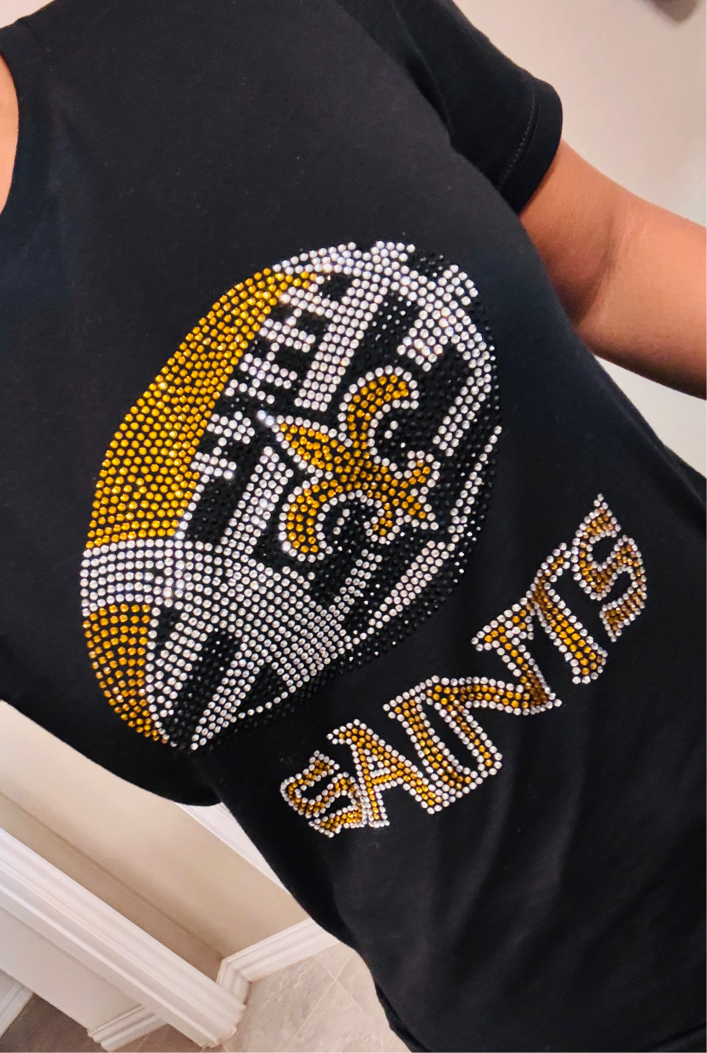 New Orleans Saints Inspired Soft Cotton Rhinestone T-shirt