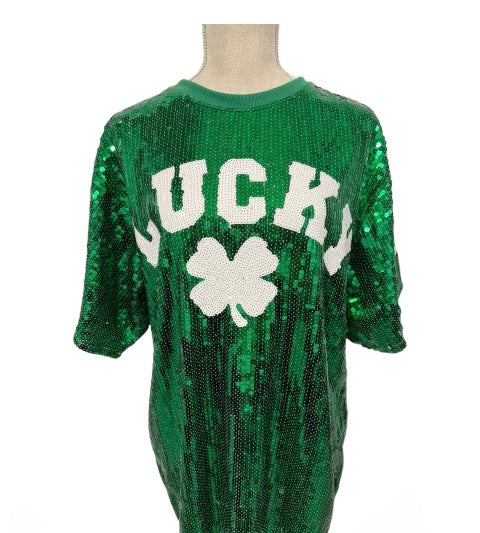 St. Patrick's Day Sequin Shirt for Women, Lucky, St Pattys