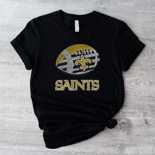 New Orleans Saints Inspired Soft Cotton Rhinestone T-shirt