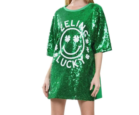 St. Patrick's Day Sequin Shirt for Women, Feeling Lucky, St Pattys