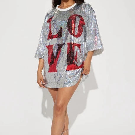 Sequin LOVE Jersey Dress Shirt, Valentine's Day