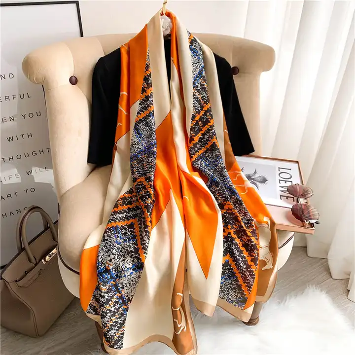 Luxury Satin Silk Pattern Fashion Scarf