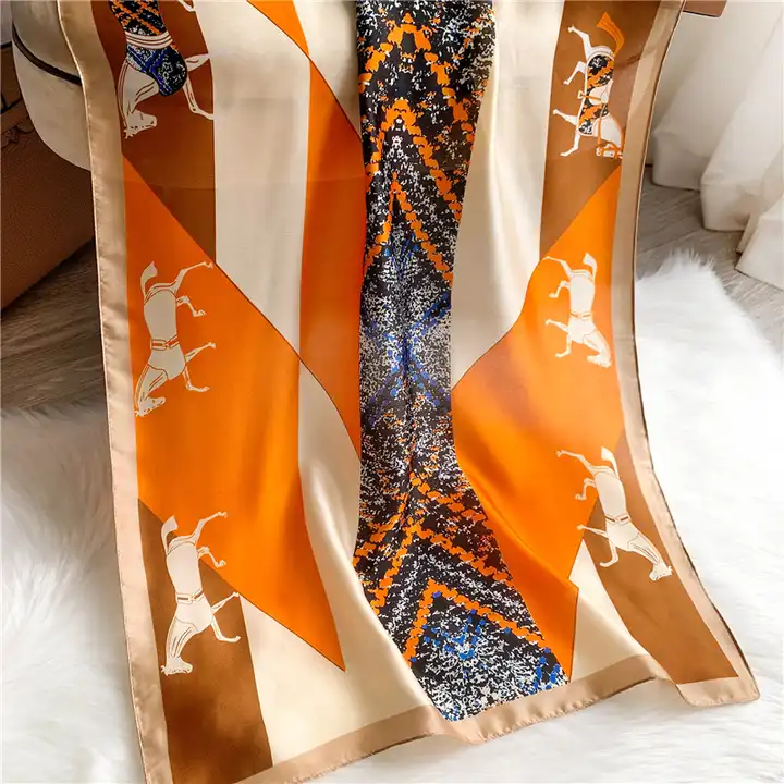 Luxury Satin Silk Pattern Fashion Scarf