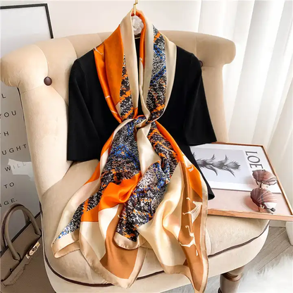 Luxury Satin Silk Pattern Fashion Scarf