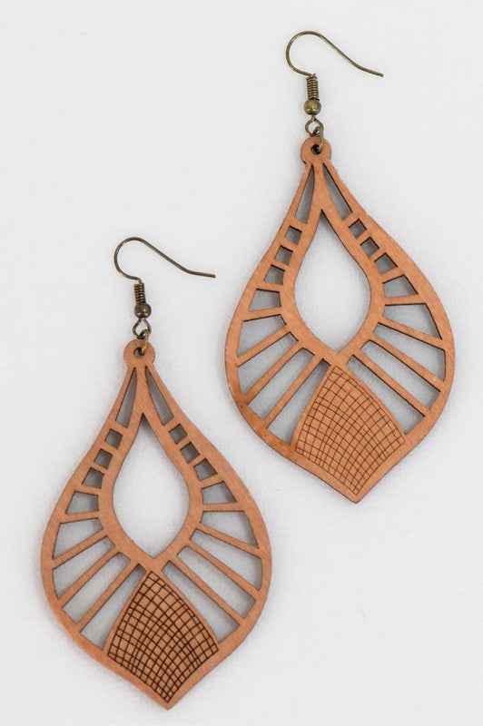 Teardrop Wood Dangle Earrings