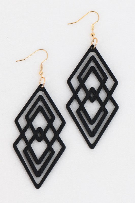 Triangle Wood Dangle Earrings