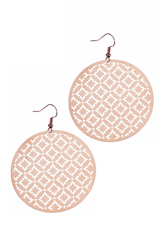 Filigree Drop Earrings - Rose Gold