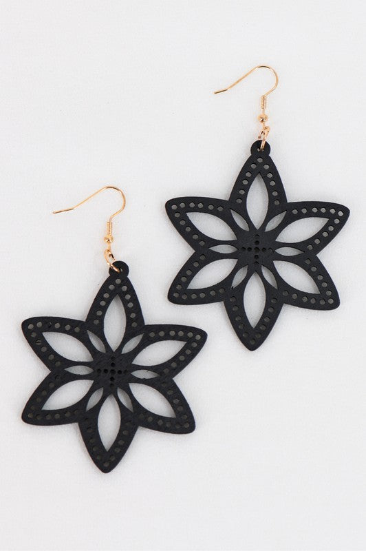 Flower Wood Dangle Earring