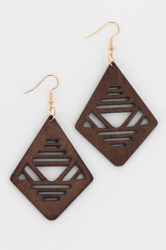 Boho Triangle Wood Earrings