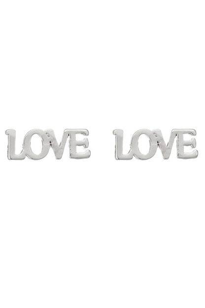 LOVE Letters Brass Metal Stud Earrings