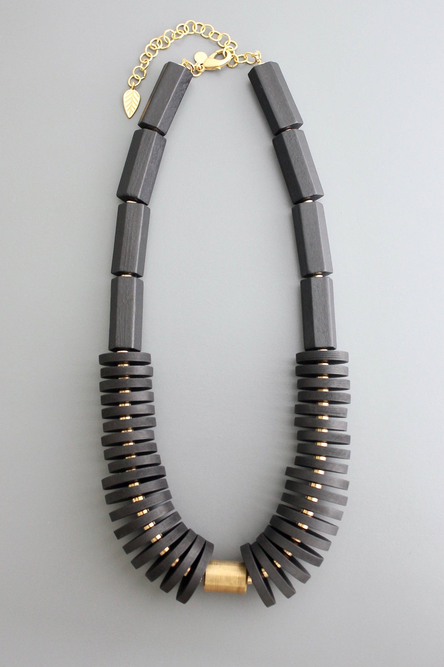 Black wood statement necklace