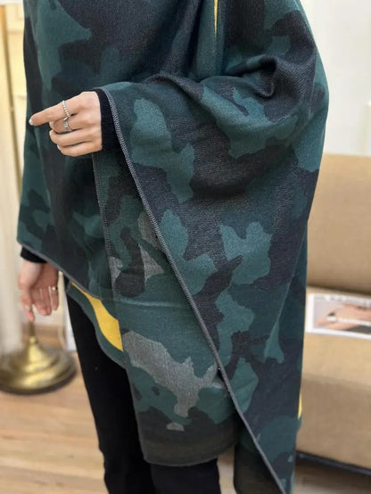 Camo Reversible Wrap Long with Loop – Blue and Green