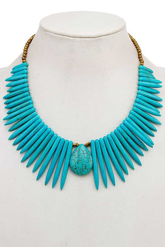 Fringe Gem Bib Necklace Set