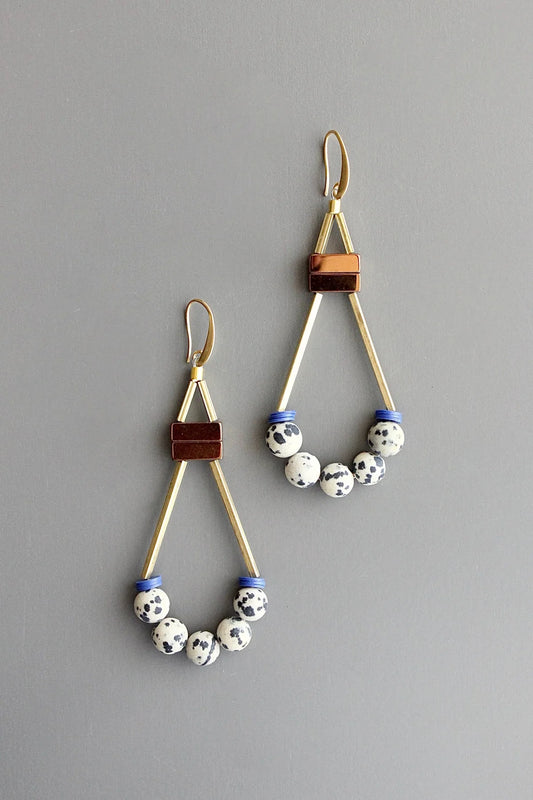 Geometric Dalmatian earrings