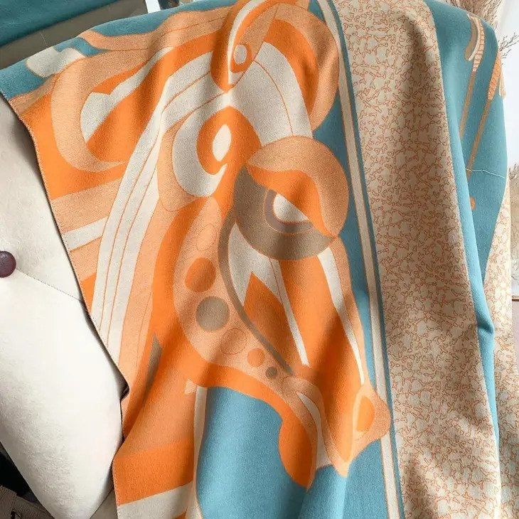 Dressage Artisan Reversible Scarf Wrap – Orange and Turq