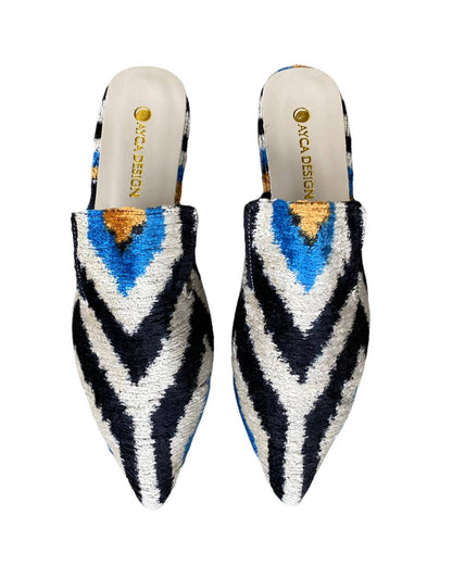 Scarpa slide Ikat in velluto di seta - Taglia 8