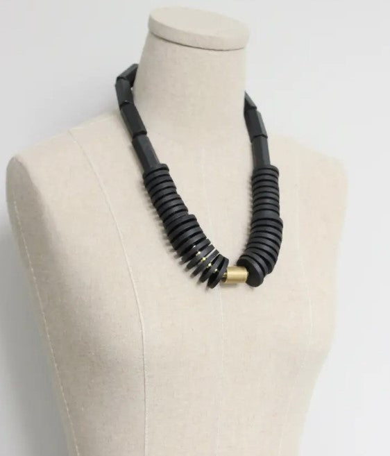 Black wood statement necklace