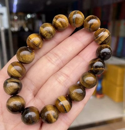 Pulsera elástica con cuentas para hombre de piedra natural